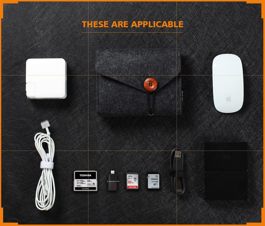 Nidoo Tragbare Filztasche für Maus, Handy, Kabel, Festplatte, Powerbank etc. Dunkelgrau 6.3 pouces d