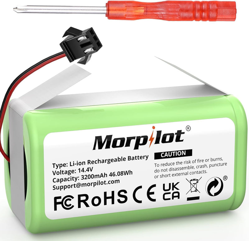 14.4V 3200mAh Li-Ion morpilot 14.4V 3200mAh Ersatzakku für eufy RoboVac, G10 G20 G30 G35 G40 Hybrid,