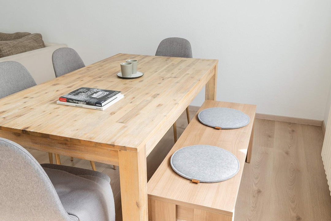 MIQIO Design Sitzkissen Rund aus Filz ø35 cm | 4er Set | Waschbare Stuhlkissen rutschfest | Gemütlic