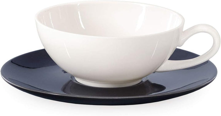 Tea for One mit Sieb Lena 500ml aus Crystal Bone China Porzellan in schwarz. Teekanne + Teetasse + U