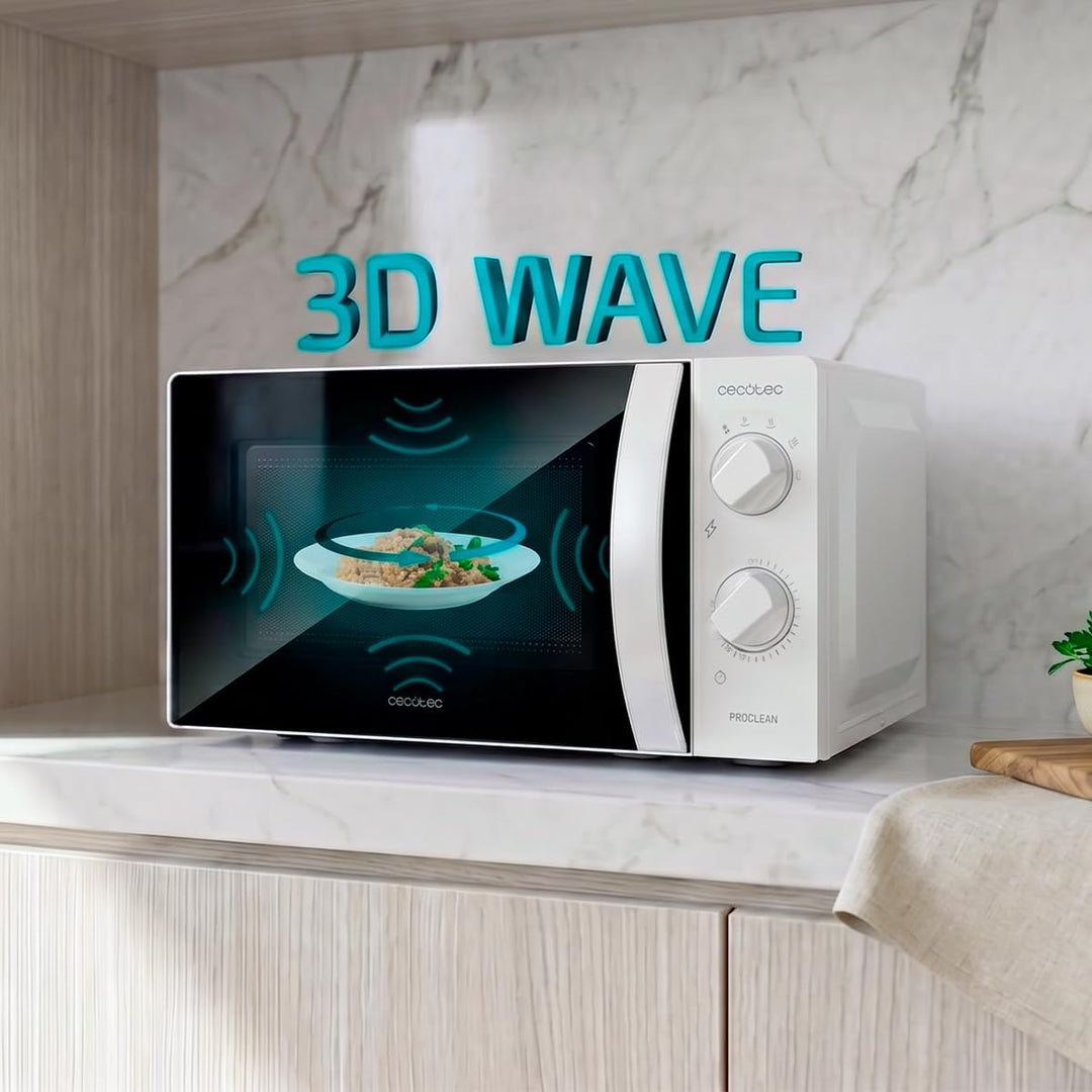 Cecotec Mikrowelle Proclean 2010 Wave, 20L Kapazität, 700 W | 6 Leistungsstufen, 3DWave Technologie,