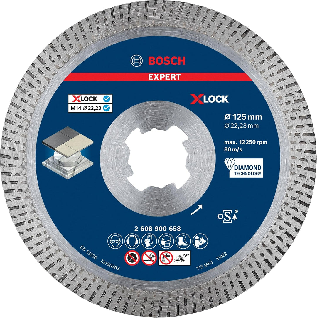 Bosch Professional 1x Expert HardCeramic X-LOCK Diamanttrennscheiben (für Harte Fliesen, Harter Stei