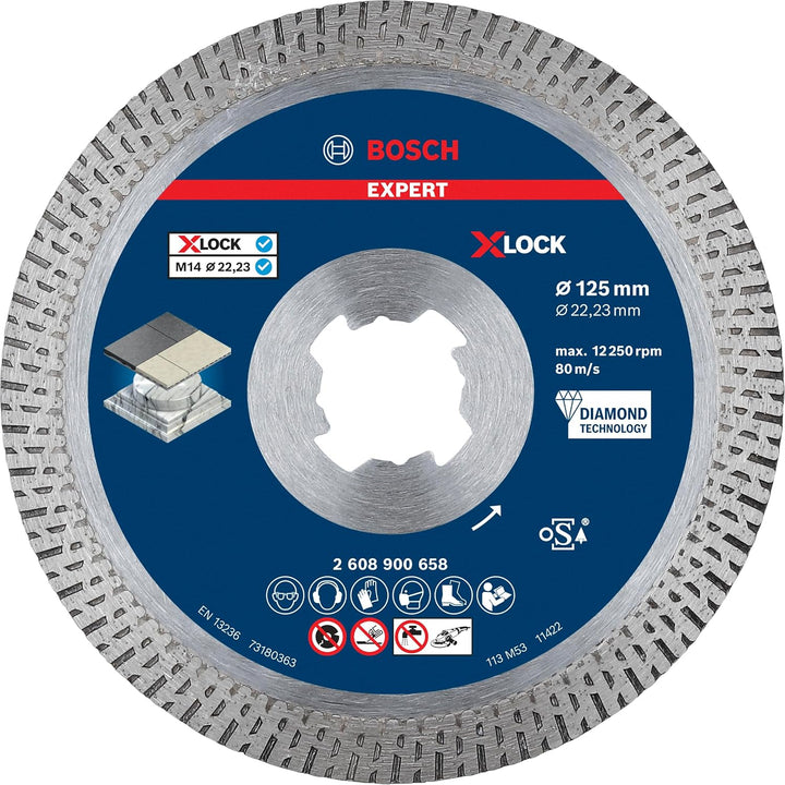 Bosch Professional 1x Expert HardCeramic X-LOCK Diamanttrennscheiben (für Harte Fliesen, Harter Stei
