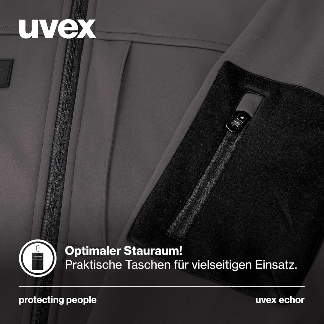 Uvex Echor Softshell-Arbeitsjacke für Herren - atmungsaktiv & wasserabweisend M Grau, M Grau