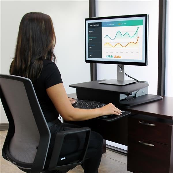 StarTech.com Height Adjustable Standing Desk Converter - Sit Stand Desk with One-finger Adjustment -