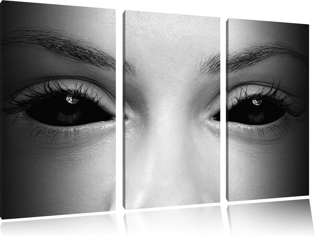 Pixxprint Böse Dämonenaugen Kunst B&W als Leinwandbild/Grösse: 3 Teilig (120x80) cm/Wandbild/Kunstdr