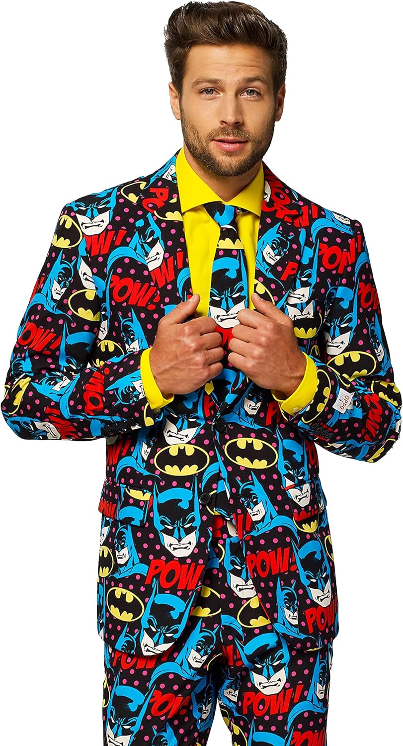 OppoSuits Herren The Joker Kostüm - DC Comics Anzug - Slim Fit – Mit Krawatte 60 Mehrfarbig, 60 Mehr