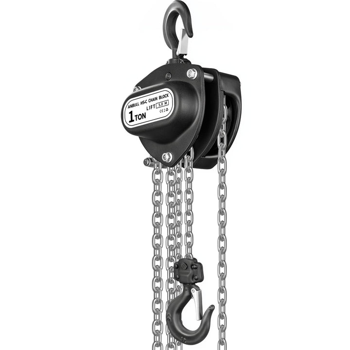 Anbull Flaschenzug, Kettenzug 1000kg, 5,8m Hubhöhe, Vollverzinkte Kette, Keine Ölflecken und rostfre