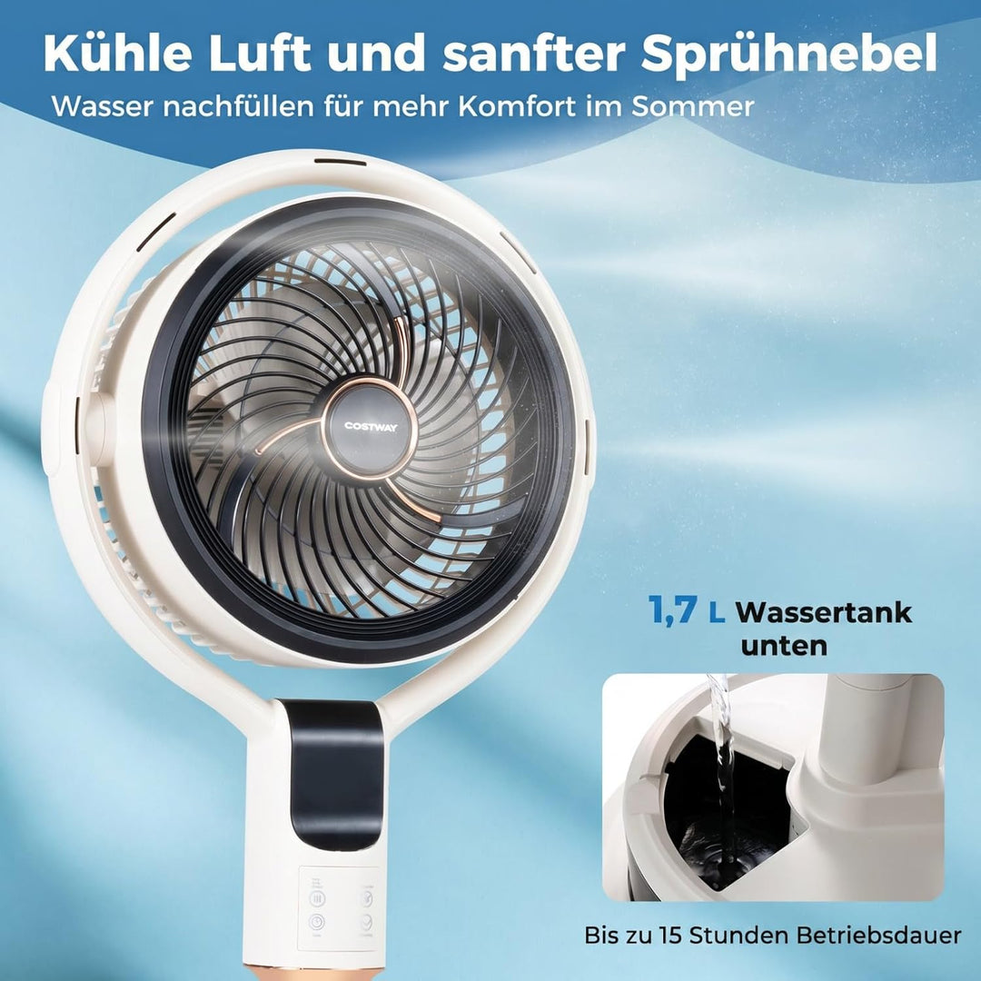 COSTWAY Standventilator mit Wasserkühlung &amp; Fernbedienung, Luftkühle leise | Bodenventilator höhenve