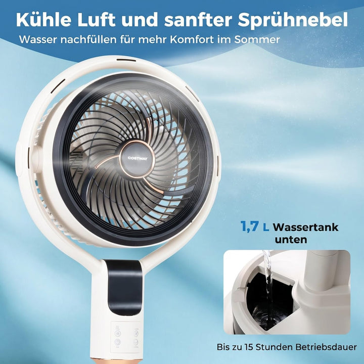 COSTWAY Standventilator mit Wasserkühlung &amp; Fernbedienung, Luftkühle leise | Bodenventilator höhenve