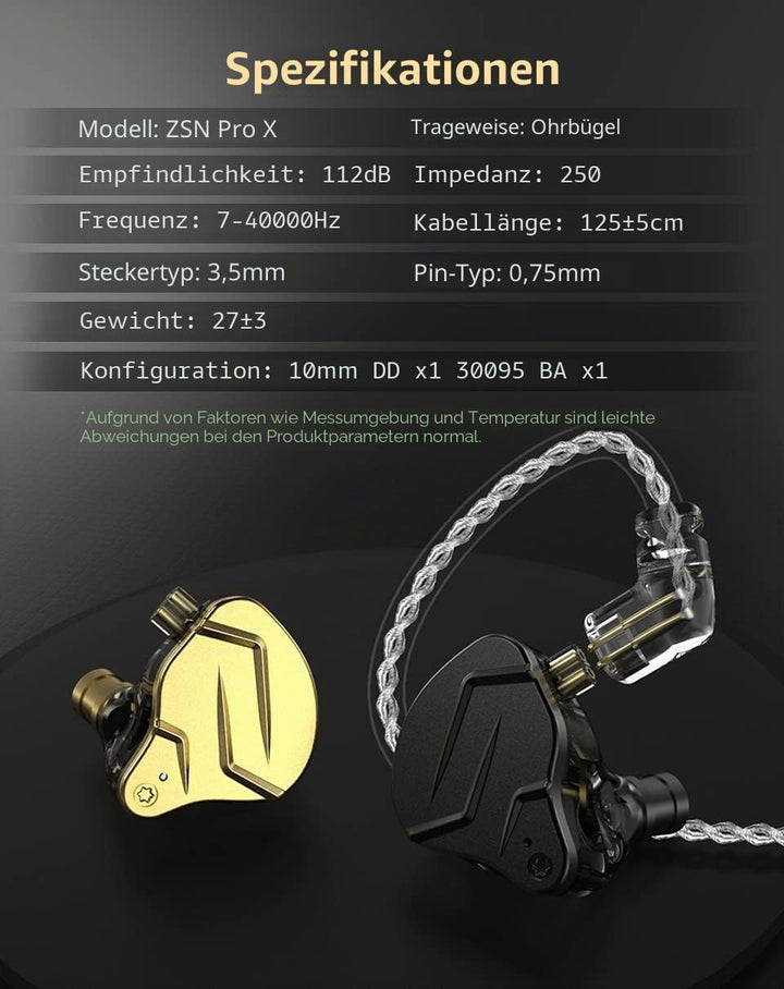 CCA KZ ZSN Pro X In Ear Kopfhörer 1BA 1DD Stereo Earbuds Kopfhörer HiFi Sport Gaming 3.5 mm Wagenheb