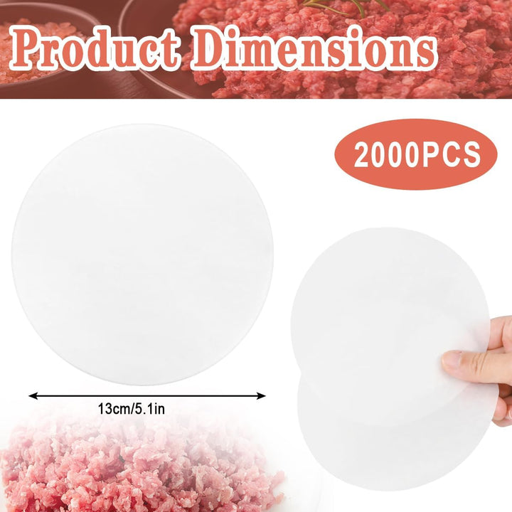 2000 Stück Burger Papier Rund 13cm Burgerpapier Backoblaten Antihaftbeschichtet Blatt Backpapier für