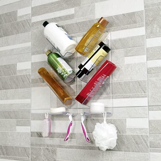 ShowerGem Acryl-Duschablage | 2er-Pack | Keine Saugnäpfe | Wandmontage mit ShowerGem-Kleber | Abnehm