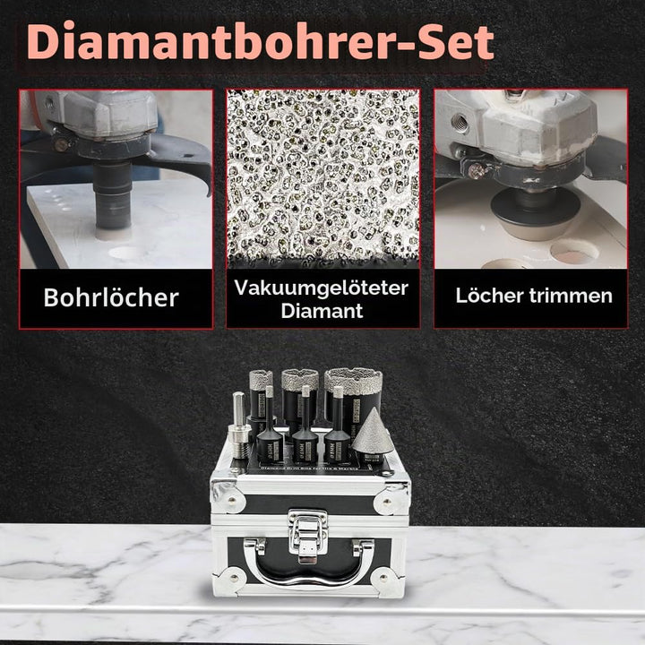 DT-DIATOOL Diamant-Bohrkrone-Kit - 6/6/8/20/32/50mm mit 35mm Diamant-Fasenbohrer M14 Gewinde und Sec