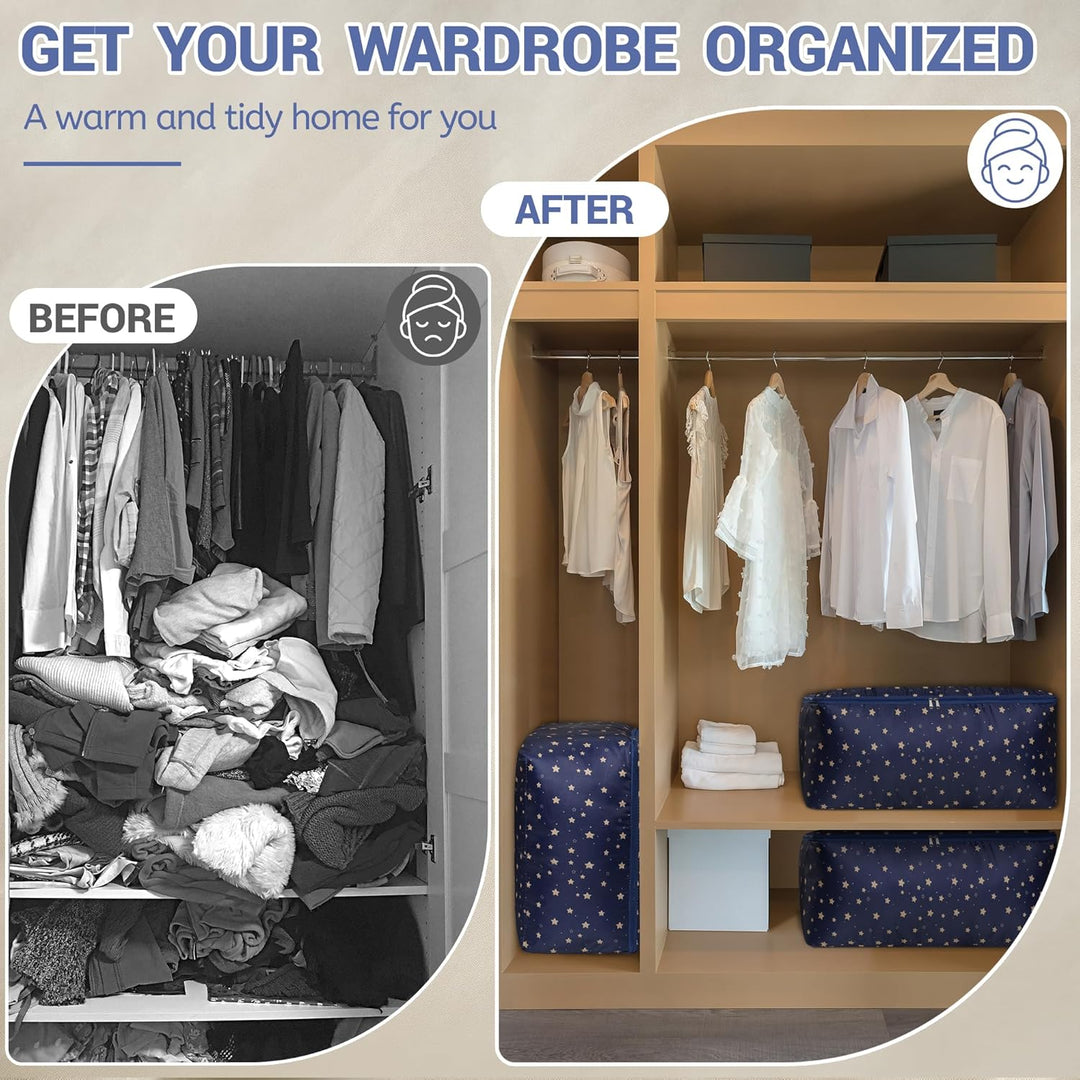 Grosse Aufbewahrungstaschen, 105 l, 3 Stück, Umzugstaschen mit stabilen Reissverschlüssen und Griff,