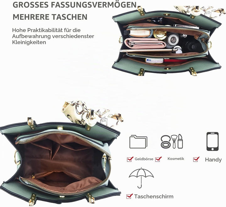 NICOLE &amp; DORIS Elegante Handtaschen Damen Shopper Schultertasche Tote Handtasche PU Leder Mittelgros