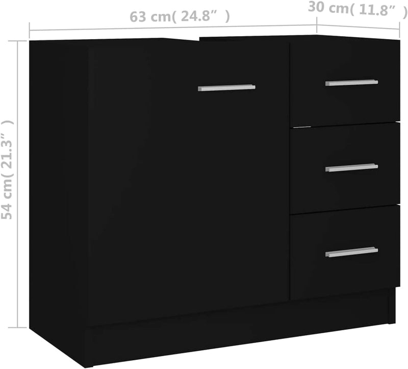 Gecheer Waschbeckenunterschrank mit 1 Fach und 3 Schubladen Unterschrank Badezimmerschrank Badschran