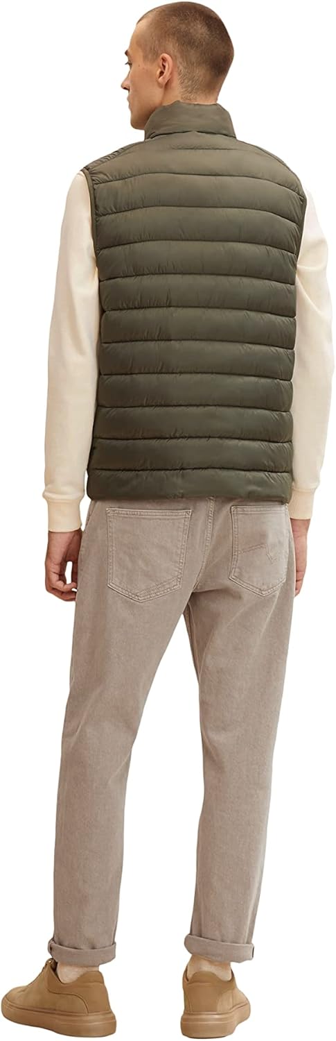 TOM TAILOR Herren Lightweight Steppweste S 10415 - Dusty Olive Green, S 10415 - Dusty Olive Green