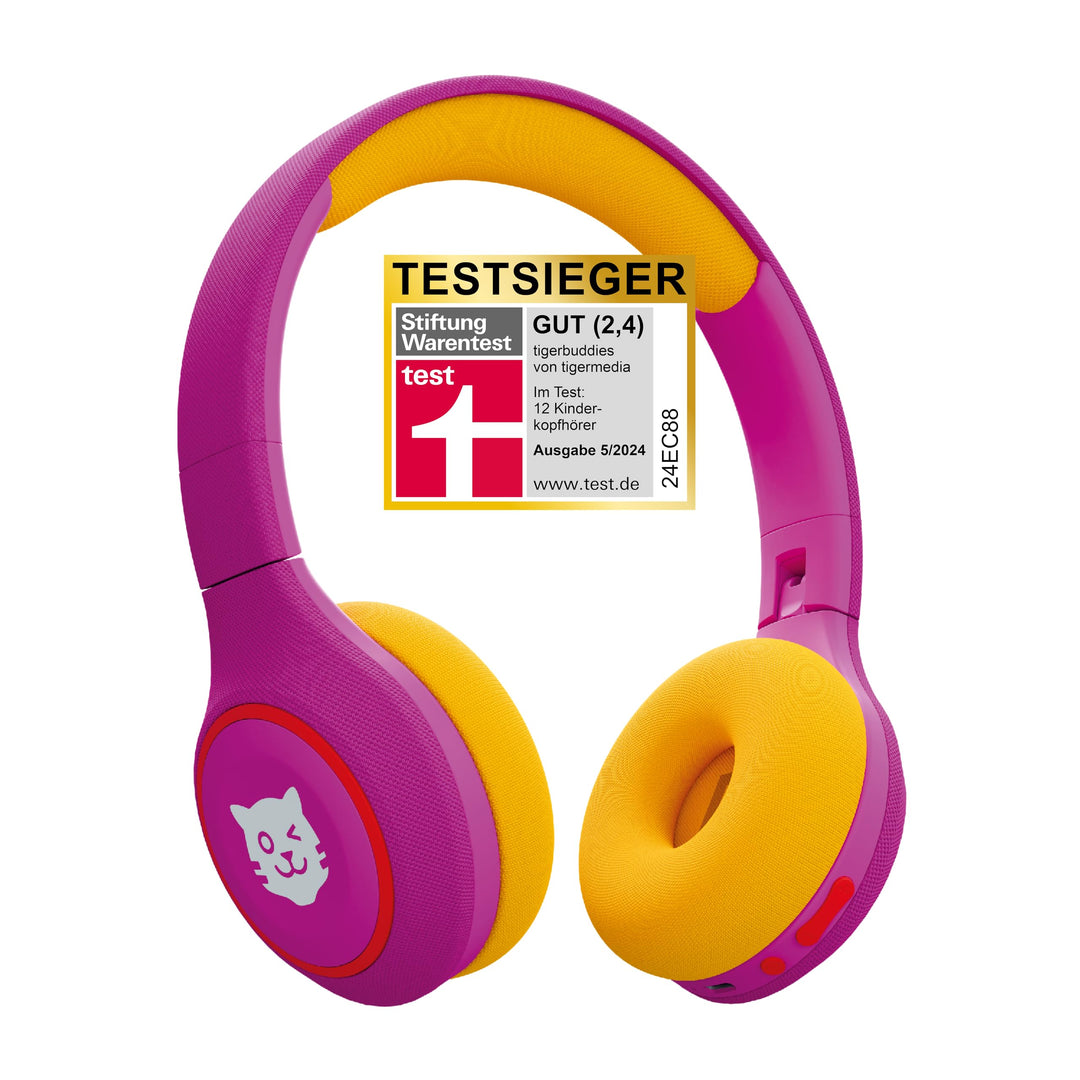 tigermedia tigerbuddies Bluetooth Kopfhörer Kinder | Faltbare Kinder Kopfhörer ab 4 Jahren | Mit Lau