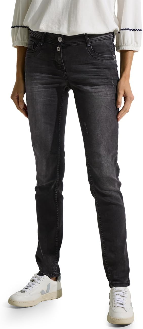 Cecil Damen Jeanshose Loose Fit 26W / 32L Authentic Black Wash, 26W / 32L Authentic Black Wash