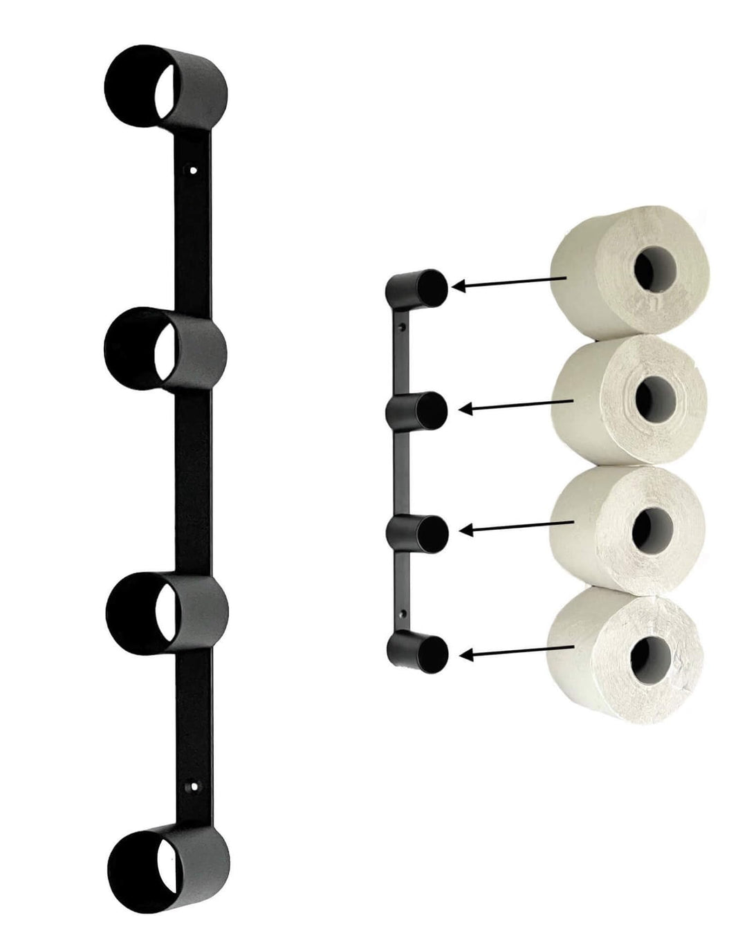 DanDiBo Toilettenpapierhalter Schwarz Wand Metall 4 Halter Unsichtbar Klopapierhalter Toilettenrolle