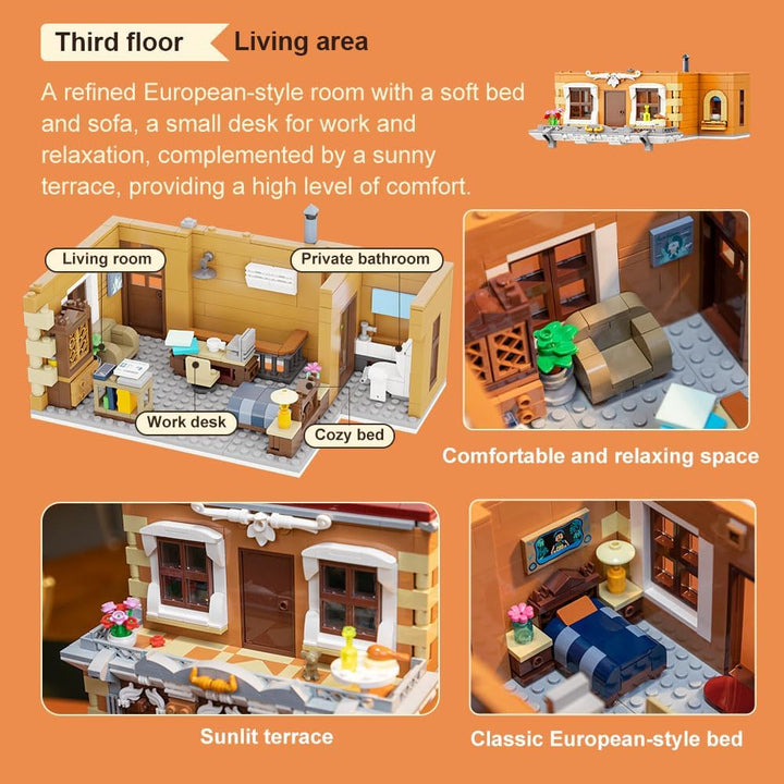 PANTASY European Bakery Building Kit-Landmark Construction Set for Adults & Teens, Featuring a Baker