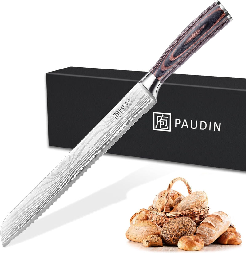 PAUDIN Brotmesser mit Wellenschliff 26 cm aus hochwertigem rostfreiem Edelstahl, extra scharfe Messe