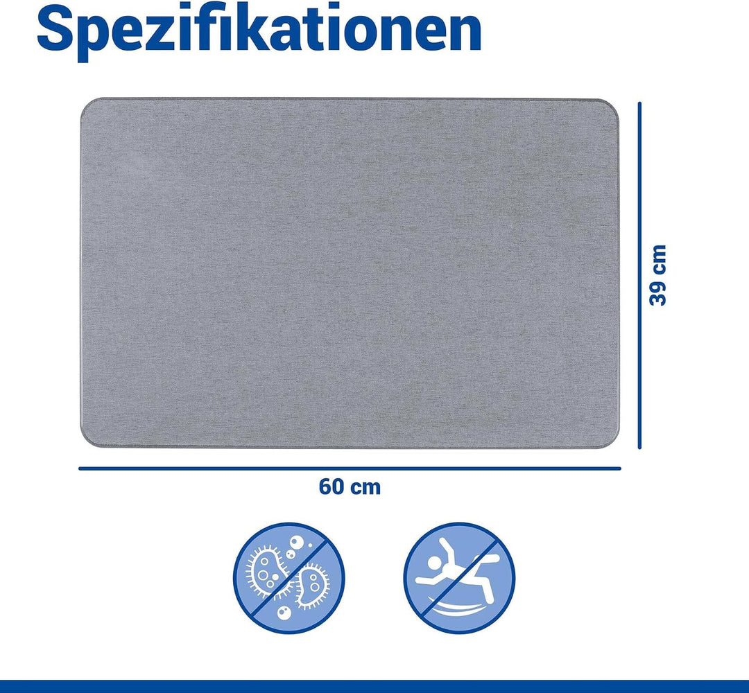 WENKO Badezimmervorlage Mod. Simi aus Kieselgur, hygienische Saunamatte rutschfest, natürlich und la