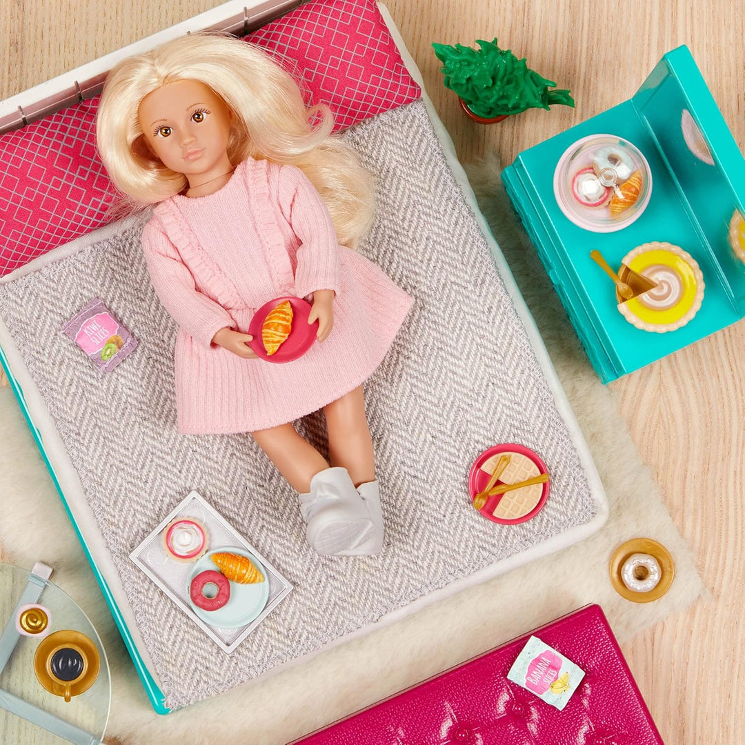 Lori - Gemütliches Schlafzimmerset - Schlafzimmermöbel für Mini-Puppen - Modernes Puppenhauszubehör