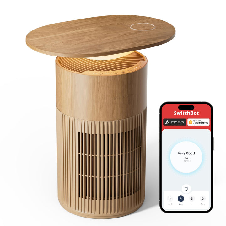 SwitchBot Luftreiniger mit App-Steuerung und Nachtlicht, CADR 400m³/h bis zu 83㎡ Zimmer, HEPA-Filter