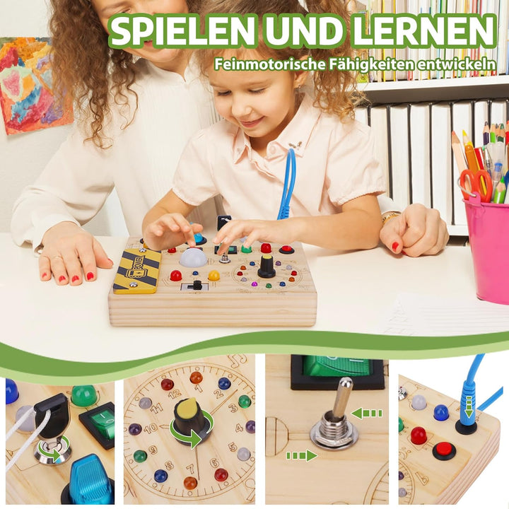 Konijiwa Montessori Spielzeug ab 1 Jahr Busy Board Activity Board Spielzeug ab 2 Jahre Holzspielzeug