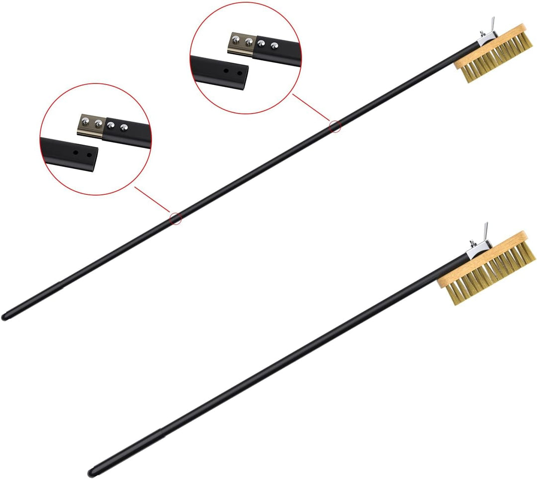 G.a HOMEFAVOR Pizzaofen Bürste Mit Stahlschaber, Abnehmbarem Langem Aluminium-Griff, Pizzaofenschabe