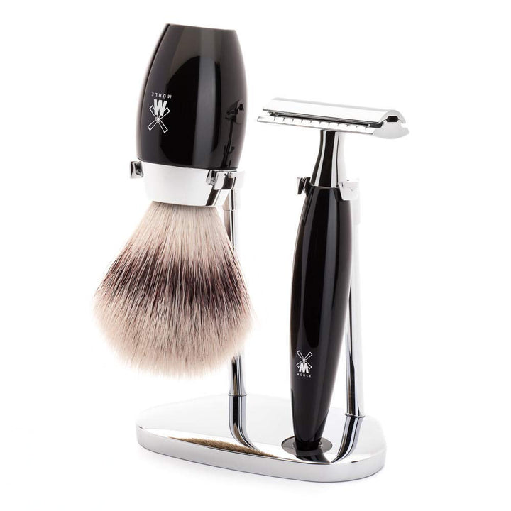 MÜHLE Rasierset - Kosmo Serie - Silvertip Fibre - Rasierhobel - Edelharz schwarz