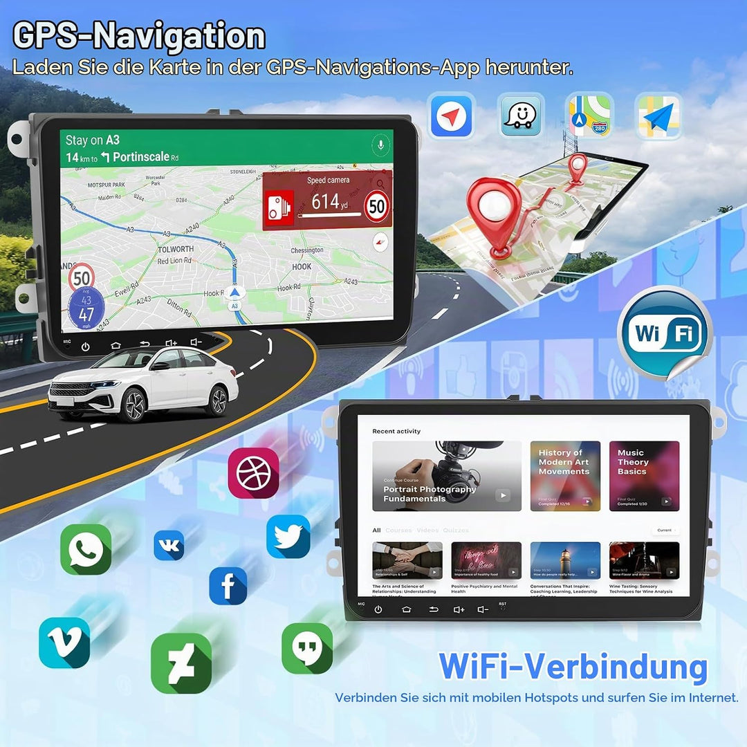 [4G+64G] Motorsi Autoradio für VW Seat Passat Golf 5 6 Polo Skoda mit Apple Carplay Android Auto, 9&