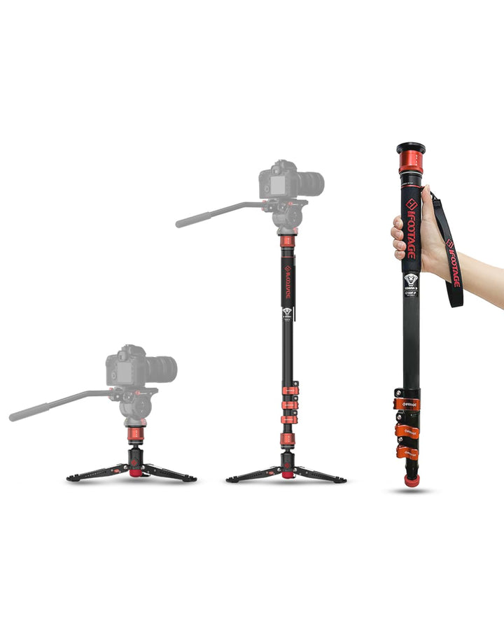 IFOOTAGE Einbeinstativ für Kamera, 180,3 cm, Cobra 3 A180F, schnell verstellbares Einbeinstativ mit