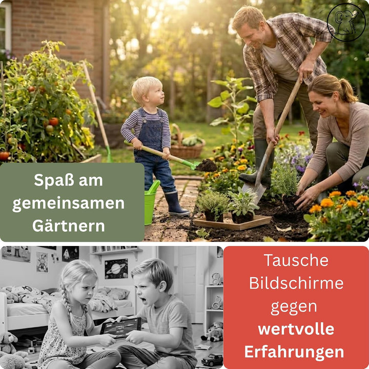 Eli® Gartenwerkzeug Kinder inkl. Spaten - Rechen und Harke - Werkzeug Set | Geschenke für Jungen und