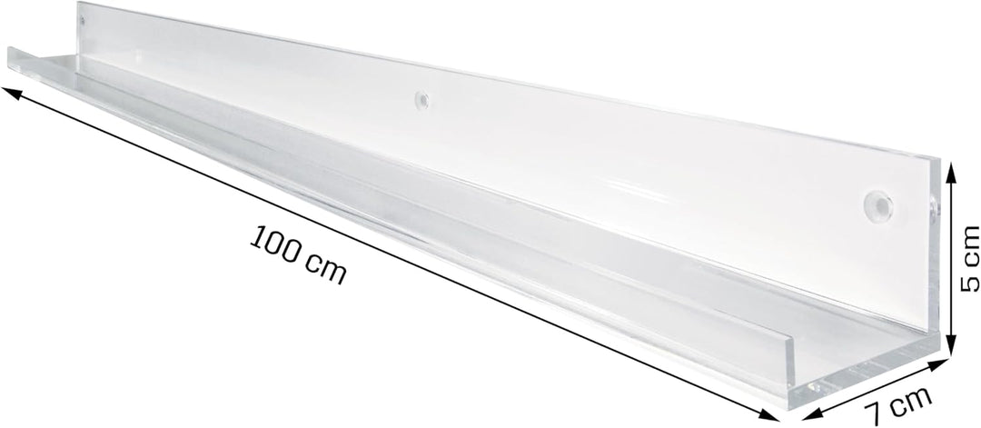 SIGEL GA110 Schmales Galerieboard / Regalboard / Ablageboard 100 cm, Acryl glasklar, 100 cm
