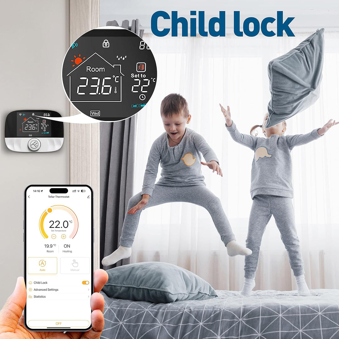 TELLUR SMART WiFi Thermostat, WLAN Raumthermostat Tuya, Internetsteuerung, Wochen/Tagesplan, Sprachs