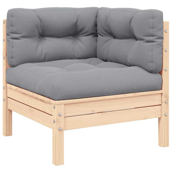 vidaXL Garten Ecksofa, Modular Gartenmöbel mit Grauen Kissen, Sofa Lounge Sessel für Garten Terrasse