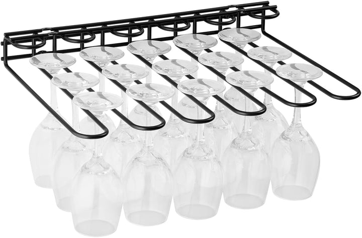 APS 93401 Gläserschiene/Glashalter aus Metall, schwarz, pulverbeschichtet 45 x 32 x 6 cm Schwarz, 45