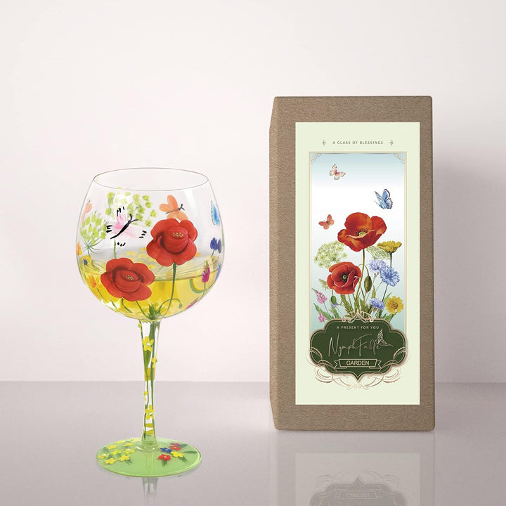 NymphFable Blumen Gin Gläser Handbemalt Garten Ballongläser Weinglas Bunte 20oz Personalisierte Gesc
