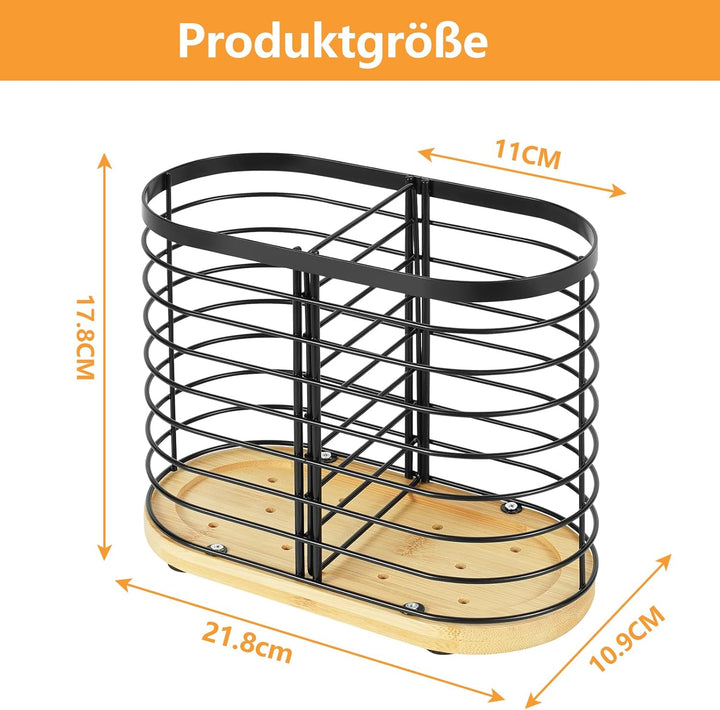 Utensilienhalter für Küchentheke，Küchenarbeitsplatte Utensil Organizer，grosse schwarze Edelstahl Ute