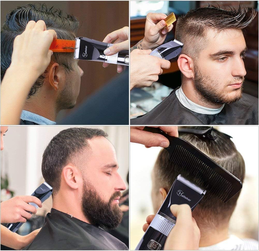 Hatteker Haarschneider Professioneller elektrischer Bartschneider mit LCD-Display Drahtloser USB-Akk