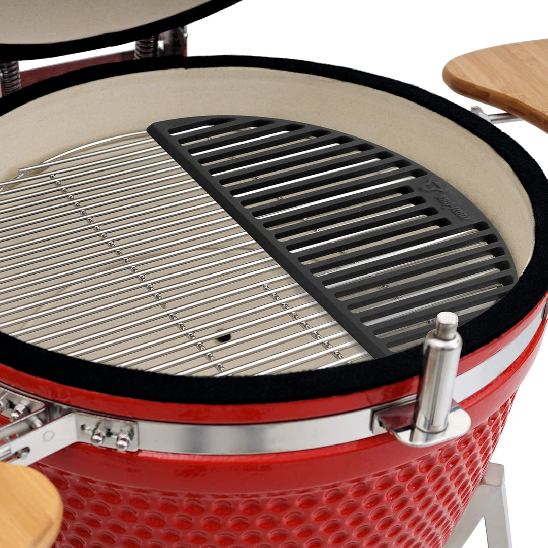 BBQ-Toro Gusseisen Grillrost für Kamado Keramikgrill (Ø 52 cm) | (L) 47 x (B) 23,5 cm | emailliertes