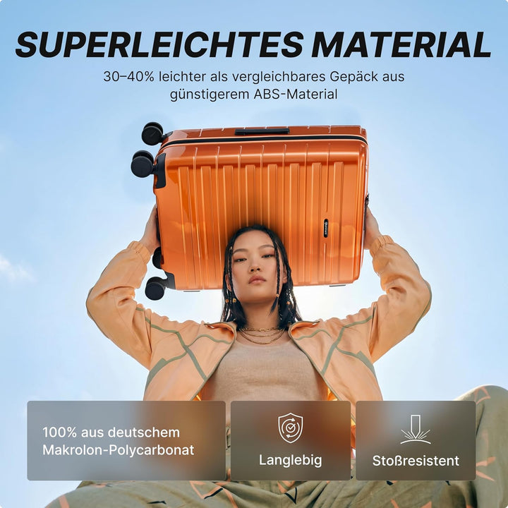 Eminent Voyager Kofferset 3-Teilig, Erweiterbar, Hartschalenkoffer, 4 Rollen, Leicht, TSA Schloss, H