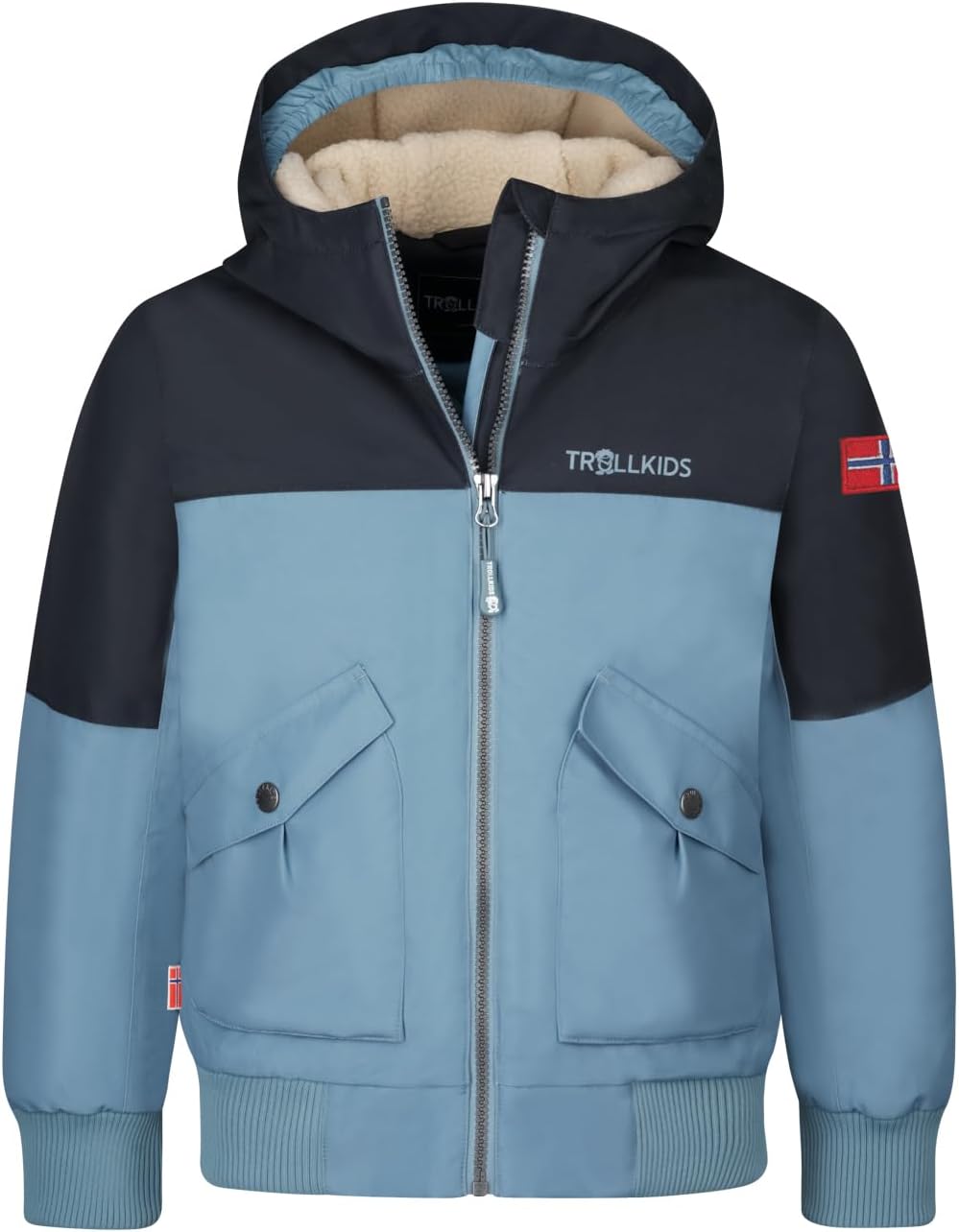 Trollkids wasserdichte atmungsaktive Kinder Jacke GRIMSTAD 110 black/steel blue/desert, 110 black/st