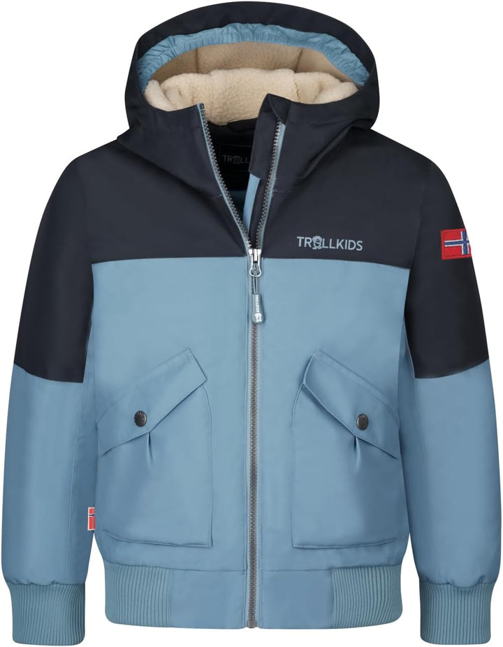 Trollkids wasserdichte atmungsaktive Kinder Jacke GRIMSTAD 110 black/steel blue/desert, 110 black/st