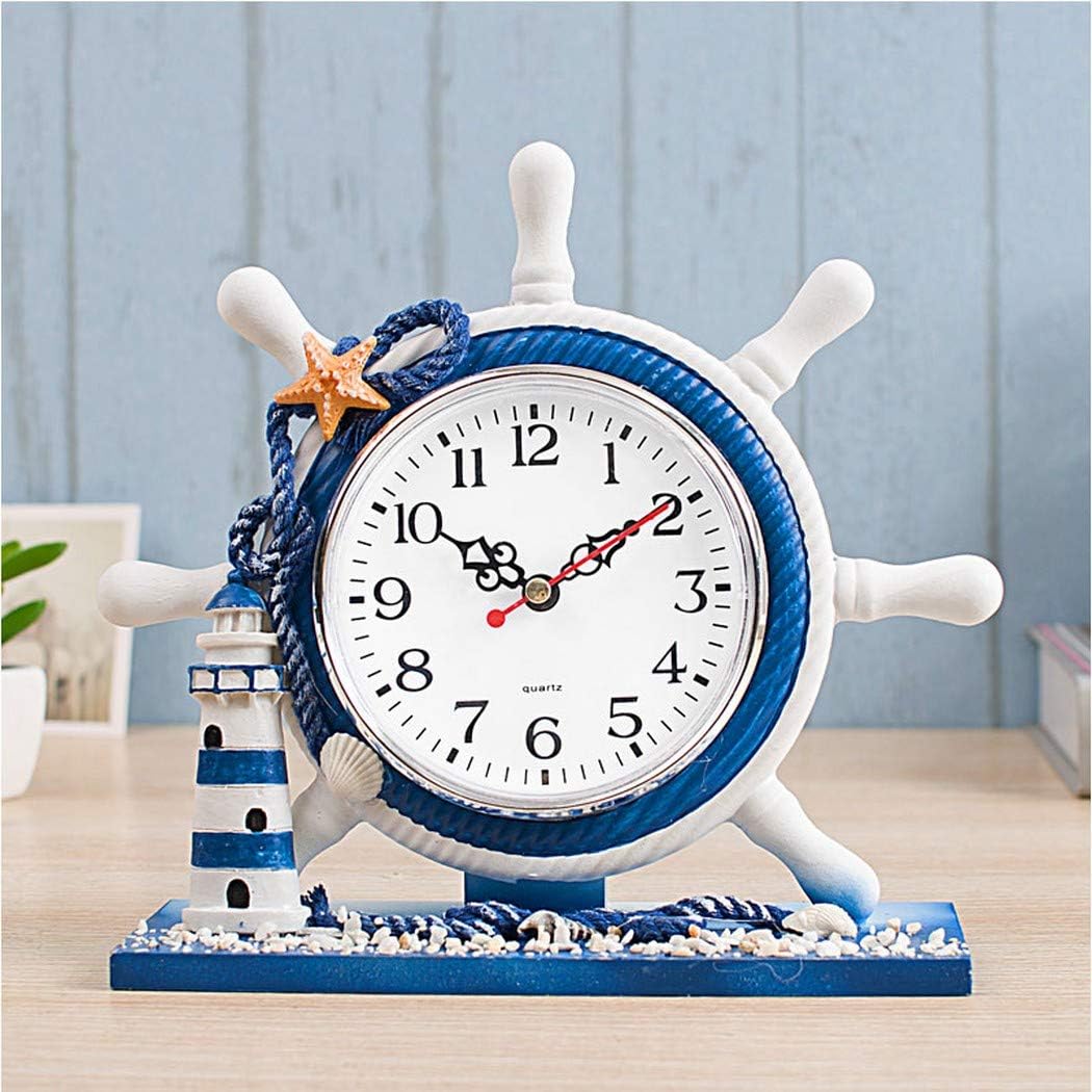SWHONG Radruder Moderne Tischuhr Mediterran Nicht tickend Kleine Leuchtturm Wanduhren Marine Souveni