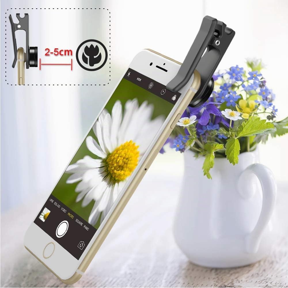 APEXEL 6 in 1 Handy-Objektiv-Kit, Super 205 ° Fischaugenobjektiv + 140 ° Weitwinkelobjektiv und 25x