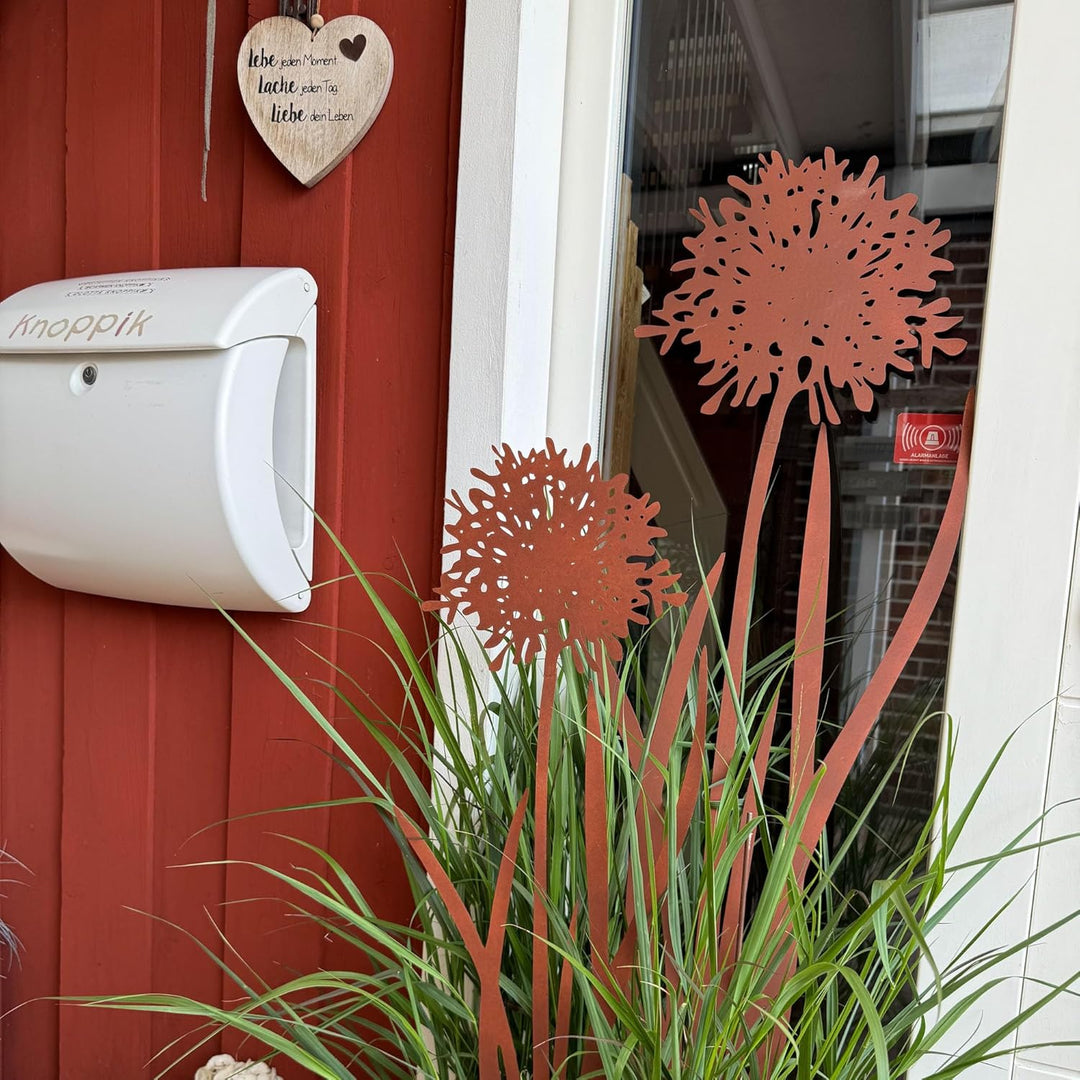 UNUS Gartenstecker Agapantus 2er Set Gartendeko Rostoptik, Roststecker Rost Deko für Garten Terrasse